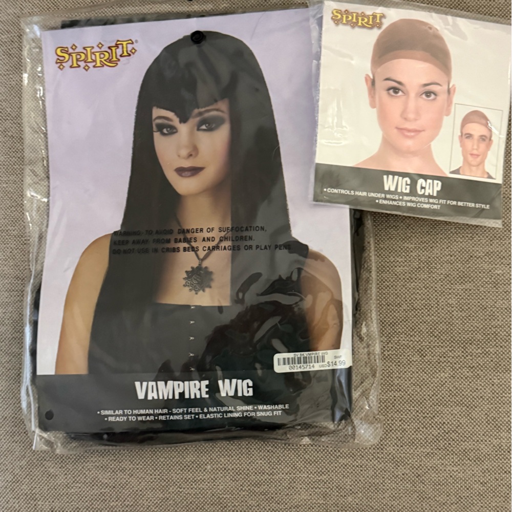 Spirit Black Vampire Wig with Cap